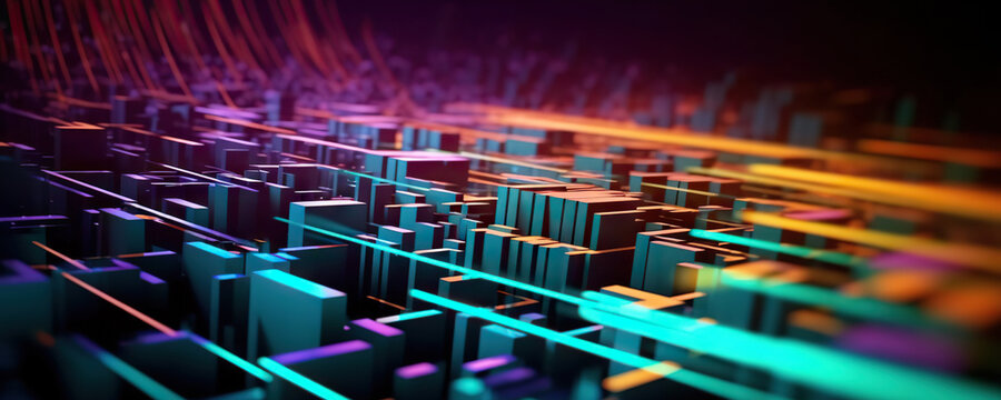 Abstract digital background. Data universe illustration. Ideal for depicting network abilities, technological processes, digital storages, science, education, etc.