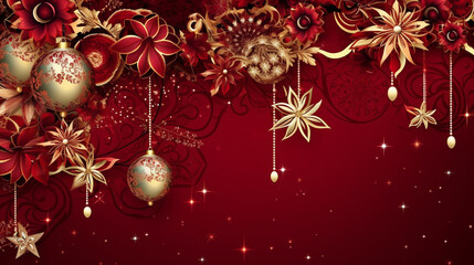 Christmas background with a maroon ornament. generative ai