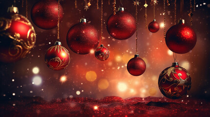 Christmas background with a red ornament. generative ai