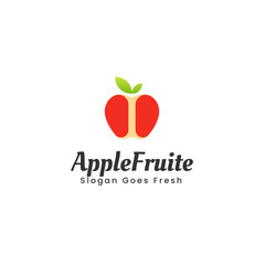 Vector Logo Illustration Fruit Apple Gradient Colorful Style.