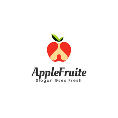 Vector Logo Illustration Fruit Apple Gradient Colorful Style.