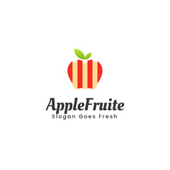 Vector Logo Illustration Fruit Apple Gradient Colorful Style.