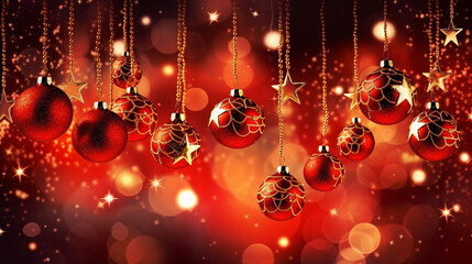 Fototapeta na wymiar Christmas background with a red ornament. generative ai