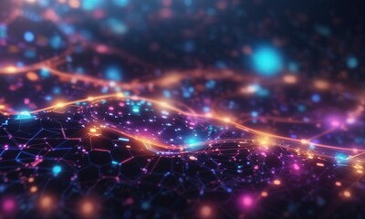 Obraz premium Digital Background Galaxy Dot Connect Neon Glowing