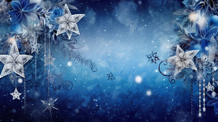 Christmas background with a indigo ornament. generative ai