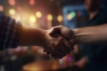 Mutual Agreement: Two People Shake Hands, Sealing the Deal - AI generated