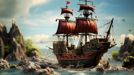 Fototapete Schiff Toy pirate ship