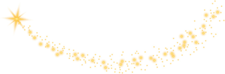 Glittering vector dust on a transparent background. Golden sparkling lights. Christmas Holiday glow particle. Magic star effect. Shine background. Festive party design. PNG image