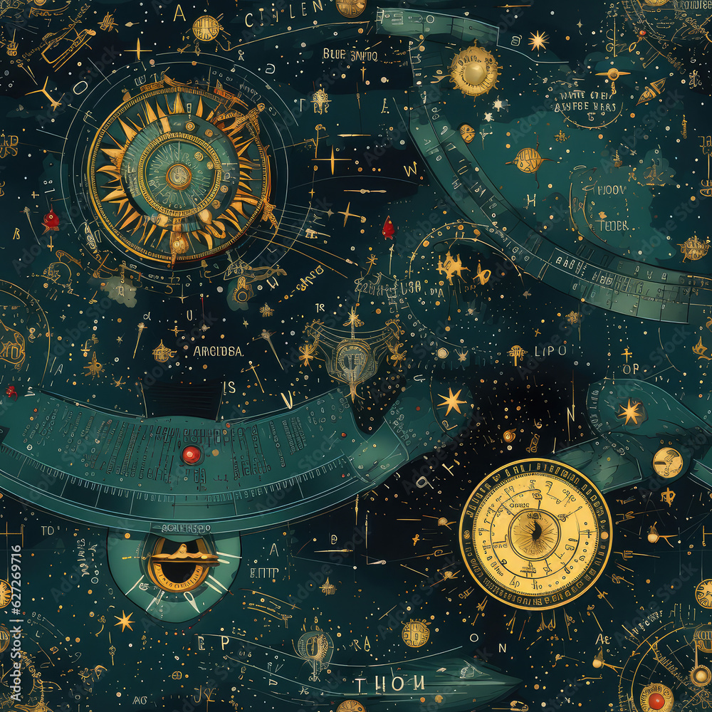 Wall mural astrology repeat pattern