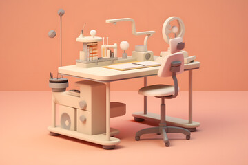 3d computer desk animation Made with Generative AI