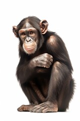 A close up chimpanzee portrait. isolated on a white background