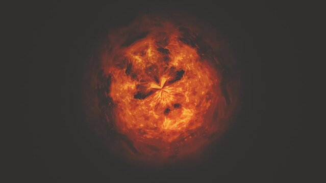 Abstract Fireball Background/ 4k animated background of a burning fireball with heat fire and flames patterns flowing