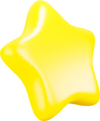 Cute Cartoon Star Side View. Yellow 3D Star Isolated on White Background. Vector Illustration of 3D Render.