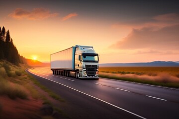 AI generated image of truck on the road
