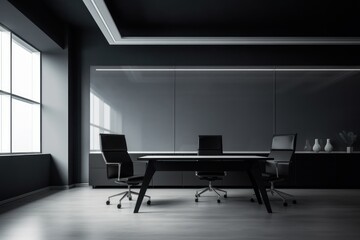 empty conference room in a dark interior AI generative