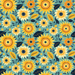 Fototapeta na wymiar seamless pattern with sunflowers