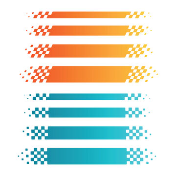 Abstract horizontal race track checkered flag stickers set