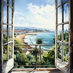 Coastal View from a Window