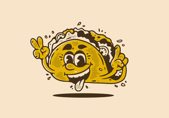 Mascot character illustration of tacos with happy face