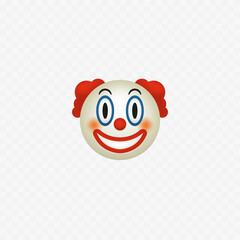 Funny clown emoji icon. Isolated on white. Clown smiling. Vector