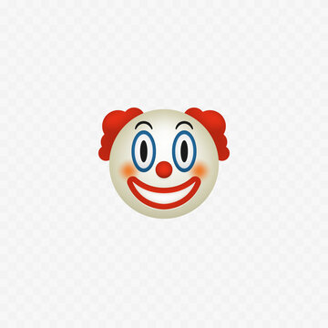 Funny clown emoji icon. Isolated on white. Clown smiling. Vector