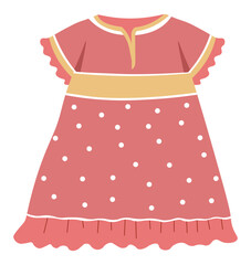 Girl kid pink dress with ribbons and dots print