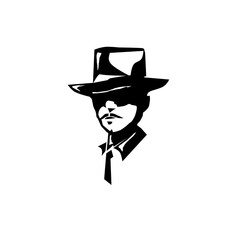 Man in old European style hat. Brave man symbol, icon, logo print and t-shirt graphic design