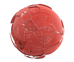 Red broken sphere, 3d render