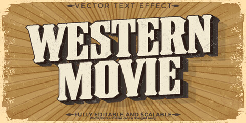 Cowboy text effect, editable western and vintage text style - obrazy, fototapety, plakaty