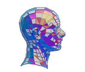 Colorful futuristic human head, 3d render