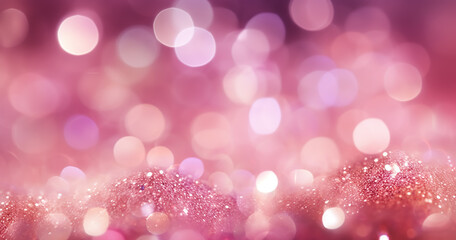 Pink gold, pink rose bokeh,circle abstract light background,Pink Gold shining lights, sparkling glittering Valentines day,women day,event lights romantic backdrop.Blurred abstract holiday background
