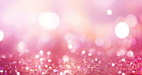 Pink gold, pink rose bokeh,circle abstract light background,Pink Gold shining lights, sparkling glittering Valentines day,women day,event lights romantic backdrop.Blurred abstract holiday background