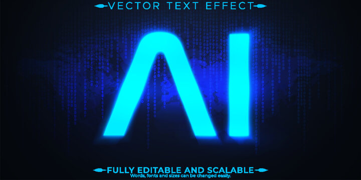 Artificial intelligence text effect, editable technology and science text style