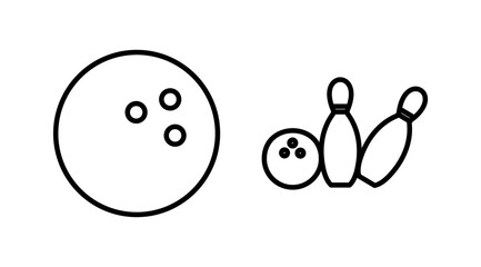 Bowling icon vector. Bowling ball and pin icon. Bowling pins with ball icon.