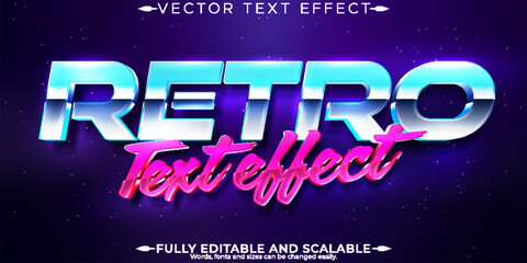 Vintage 80s text effect, editable retro future and cyber space text style © QuillArtistry