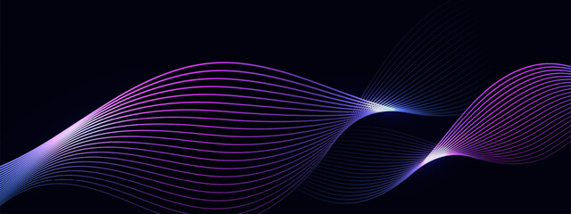 Abstract dark background with glowing wave. Technology hi-tech futuristic template. Vector illustration