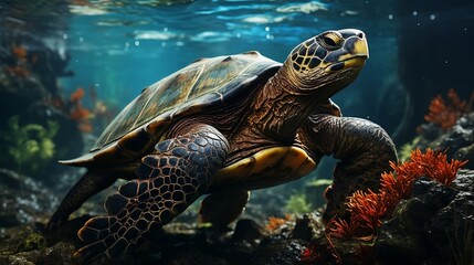 Fototapeta na wymiar turtle in the water