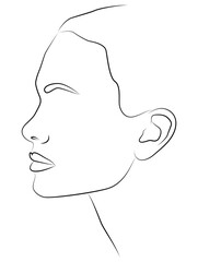 Portrait along the lines. Drawing of a woman.