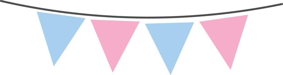 garland baby shower, flag blue and pink