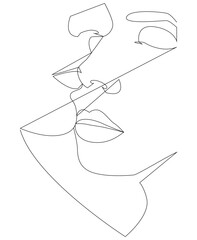 The face is one line. Couple print, kiss print.