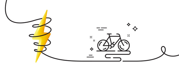 Bike line icon. Continuous one line with curl. Bicycle route sign. Cycling track symbol. Bike single outline ribbon. Loop curve with energy. Vector - obrazy, fototapety, plakaty