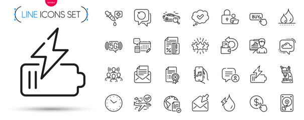 Pack of Approved, Search car and Credit card line icons. Include Team work, Time, Buy currency pictogram icons. Hydroelectricity, Mail correspondence, Chemistry pipette signs. Vector