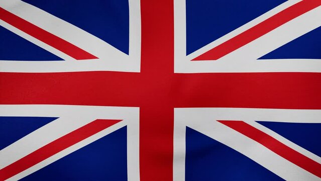 United Kingdom or UK fabric flag calm swaying in the wind, looped endless cycled video, completely full screen covers flag background