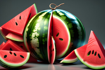 watermelon on a plate Generative AI