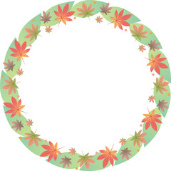 Fototapeta premium 秋の紅葉のリースのベクターフレーム画像