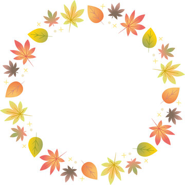 秋の紅葉のリースのベクターフレーム画像