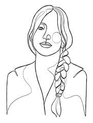 Continuous one line drawing of minimalist woman. Vector illustration.
