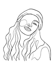 Continuous one line drawing of minimalist woman. Vector illustration.