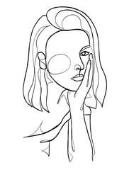 Continuous one line drawing of minimalist woman. Vector illustration.
