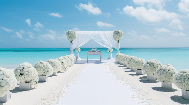 wedding on white beach, Generative Ai